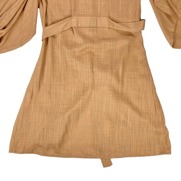 Girl And The Sun Dress Womens Size Medium Tan Linen Button Front Summer Mini - Picture 9 of 16